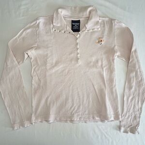 Vintage Polo Jeans Co Ralph Lauren Women’s Pink Henley Floral Size Medium Y2K